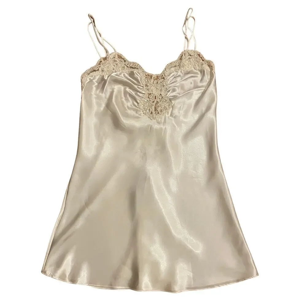 Vintage Deadstock Victoria’s Secret Satin Bridal Nightgown | Pearls, Sequins, M